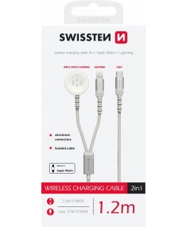 Swissten Wireless Charger 2in1 Apple Watch and Lightning USB-C 1.2m