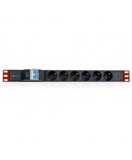 Techly I-CASE STRIP-61UD power distribution unit (PDU) 6 AC outlet(s) 1U Black, Red
