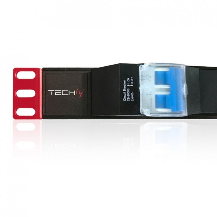 Techly I-CASE STRIP-61UD energosadales vienība, PDU 6 Maiņstrāvas izvade (-s) 1U Melns, Sarkans – 3