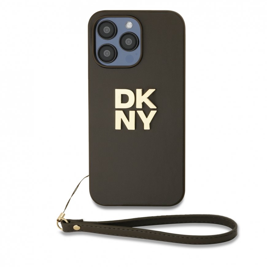 DKNY PU Leather Stack Logo Wrist