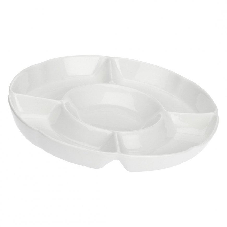 Convivio Round Snack Tray - White, 31.5 cm