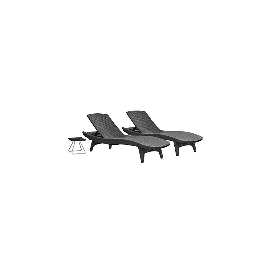 Sun lounger set 2 pcs + table Pacific grey