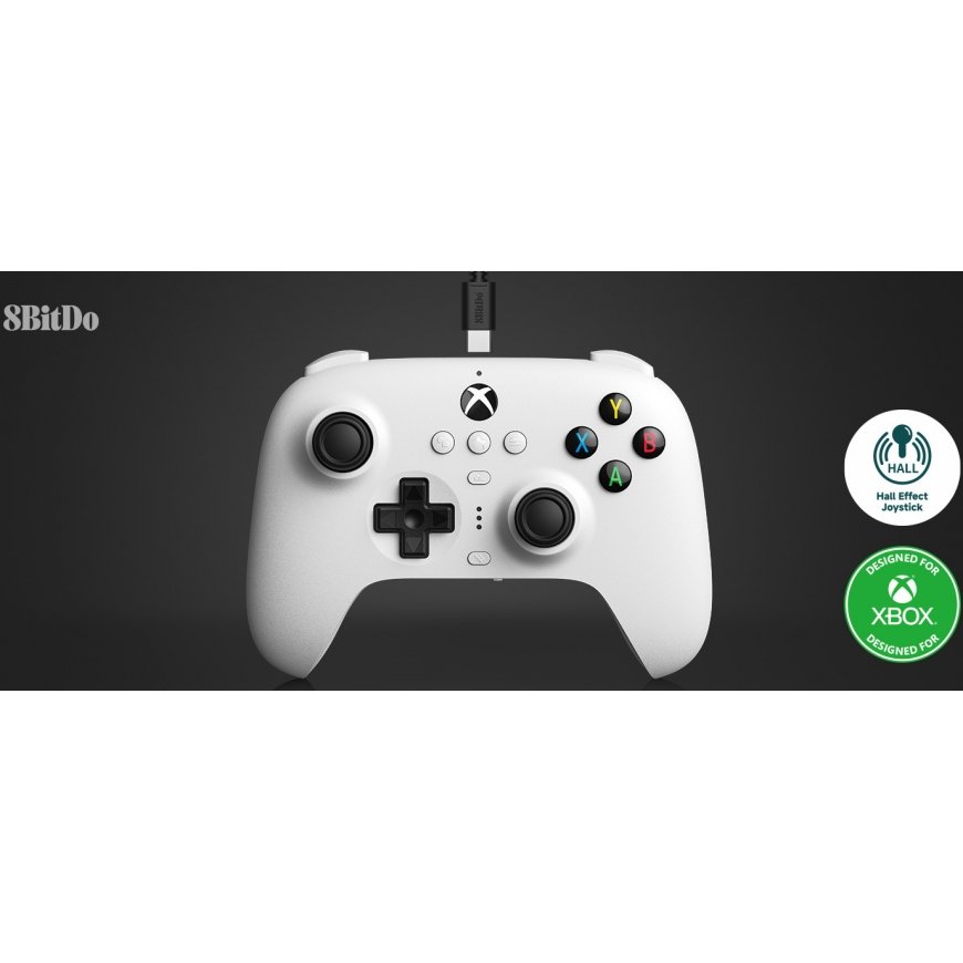 8BitDo Ultimate Wired Controller - Hall Edition -langallinen peliohjain, valkoinen, Xbox / PC – 5