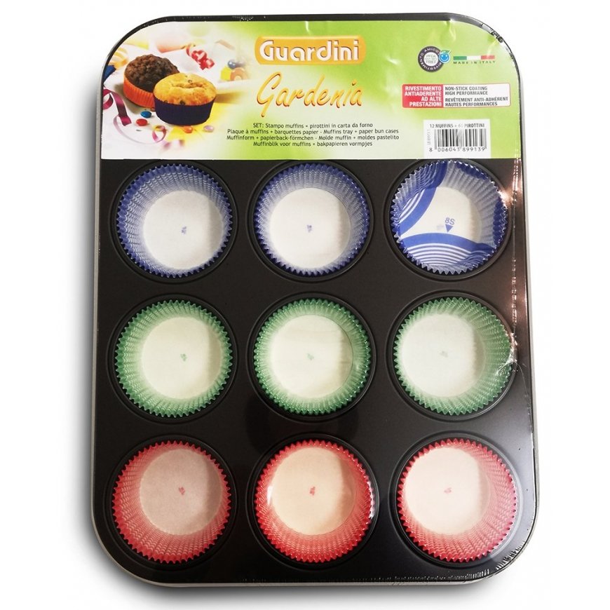 Cupcake tin 12 pcs. Gardenia 27 x 35 x 3 cm + paper cake moulds