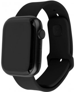 Fixed smartwatch silicone strap, Apple Watch 42 / 44 / 45 mm, black