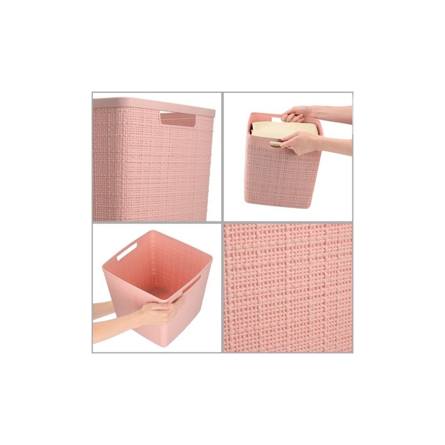Basket Jute square 17L 28x28x27cm pink – 2