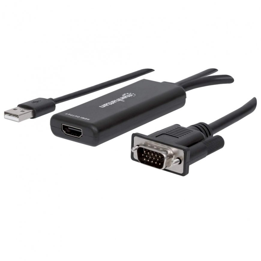 Manhattan 152426 видео кабель адаптер 1 m USB Type-A + VGA (D-Sub) HDMI Черный