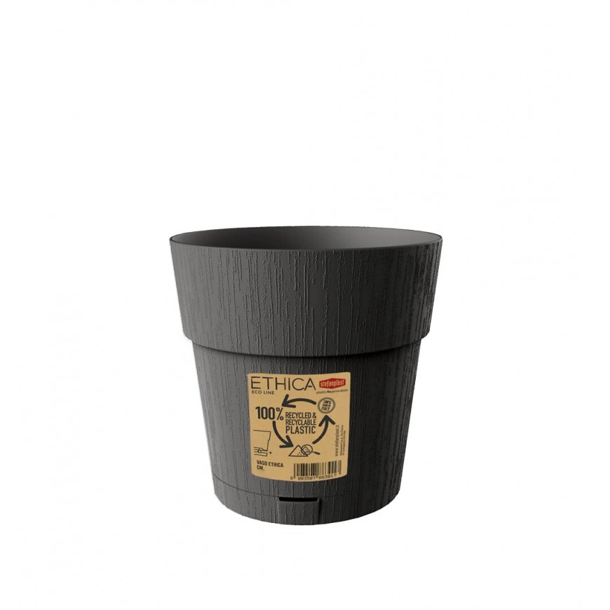Flower pot with tray Ethica Ø15x15cm grey – 2