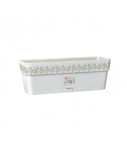 Flower box with tray Gaia 50x18x17cm white