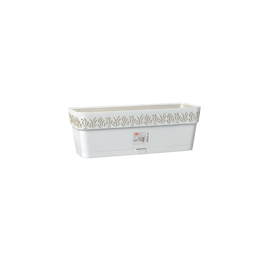 Flower box with tray Gaia 50x18x17cm white
