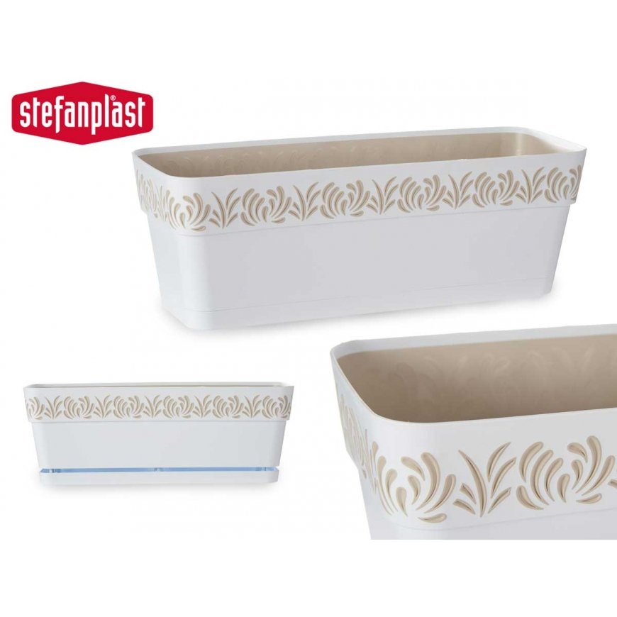 Flower box with tray Gaia 50x18x17cm white – 2