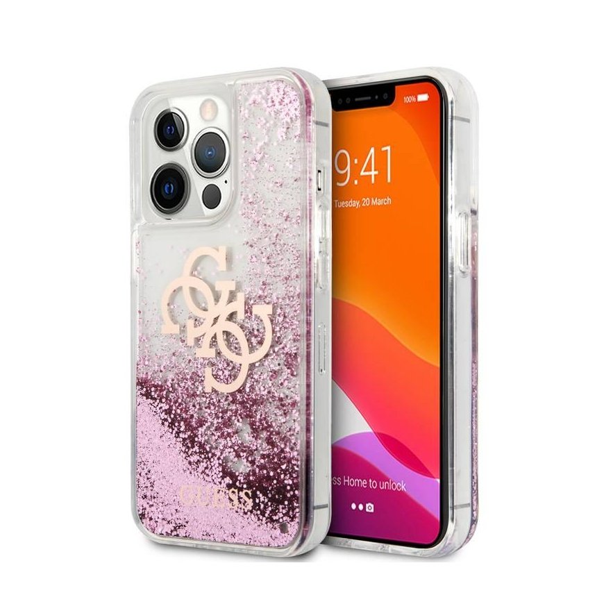 GUHCP13XLG4GPI Guess TPU Big 4G Liquid Glitter Pink Case for iPh