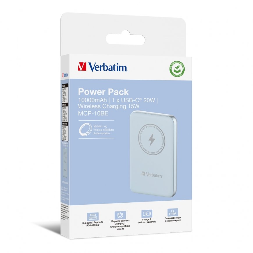Verbatim Charge 'n' Go Magnetic Wireless Power Bank 10000mAh Blue – 5