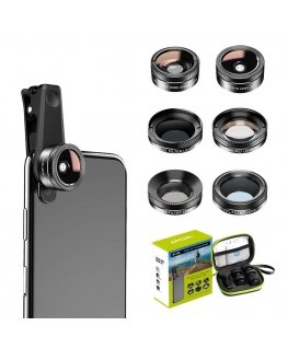 Mobile lens kit APEXEL APL-DG6V2 6 in 1 universal (black)