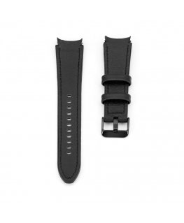 20mm Silicone Patch Leather Watch Strap (130mm M/L) Black