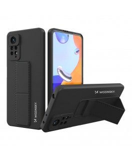 Wozinsky Kickstand Case Silicone Stand Cover for Xiaomi Redmi Note 11 Pro black
