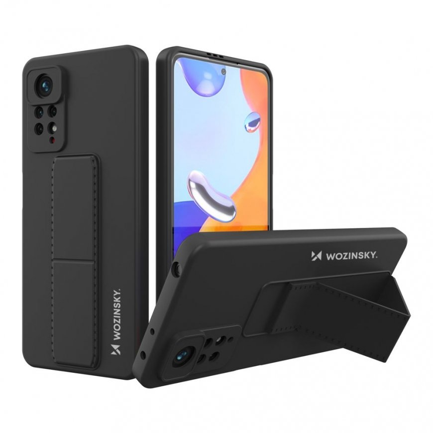 Wozinsky Kickstand Case Silicone Stand Cover for Xiaomi Redmi Note 11 Pro black