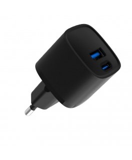 USB-A and USB-C 30W Max / EU charger Black