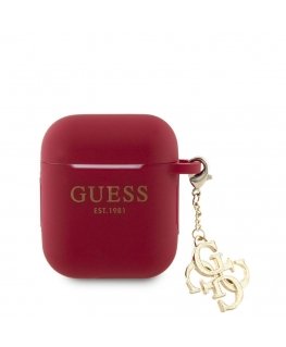 Apple Airpods 1/2 Case Silicone Classic Logo Gold With 4G Charm Magenta