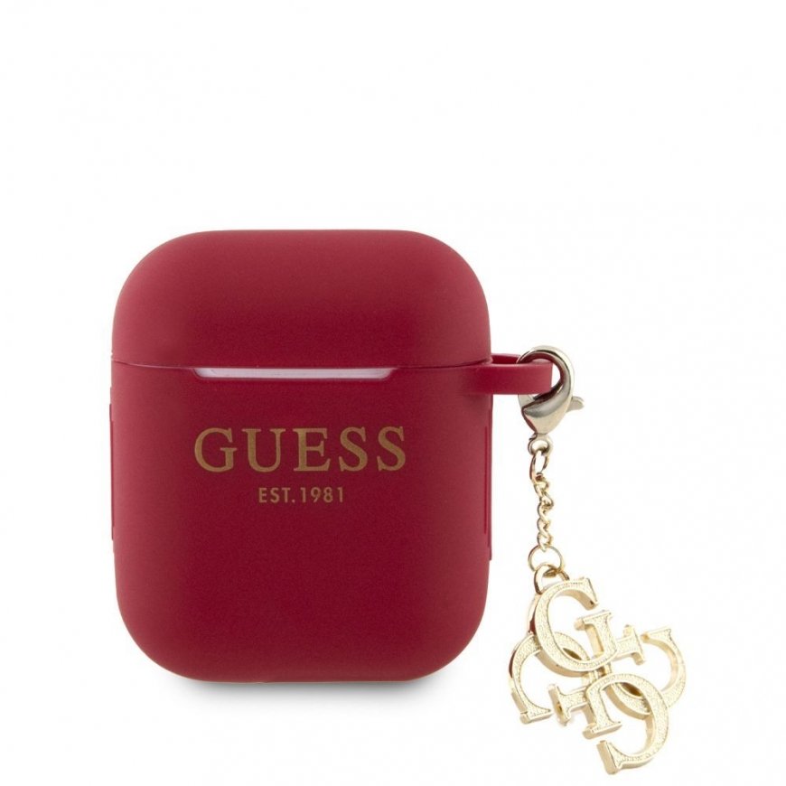 Apple Airpods 1/2 Case Silicone Classic Logo Gold With 4G Charm Magenta