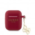 Apple Airpods 1/2 Case Silicone Classic Logo Gold With 4G Charm Magenta