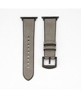 Watch 42/44/45mm Silicone patch Leather Watch Strap (132mm M/L) Silver