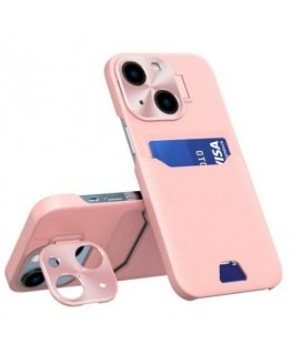 Apple iPhone 14 Leather Stand Case cover card wallet with stand Pink
