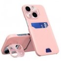 Apple iPhone 14 Leather Stand Case cover card wallet with stand Pink Apple iPhone 14 Leather Stand Case cover card wallet with stand Pink