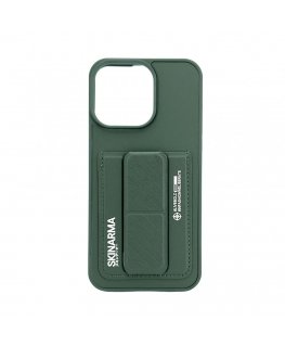 Apple iPhone 15 Pro LEATHER HIDDEN POCKET STAND COVER Green