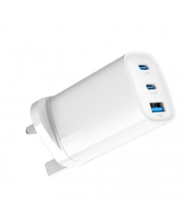 65W Max Fast Charger UK USB-C1/USB-C1/USB-A White