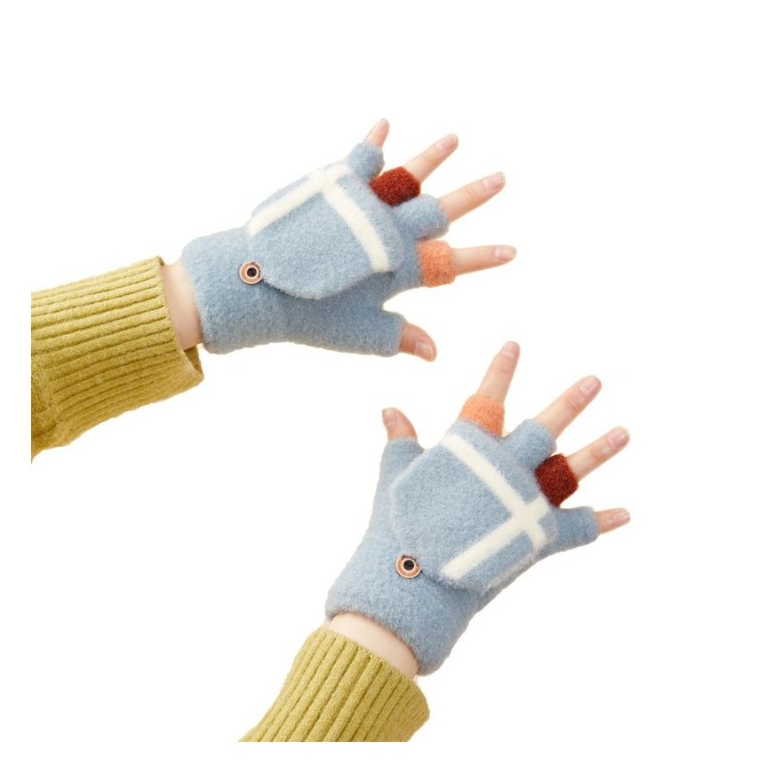 Women's/children's winter telephone gloves - blue