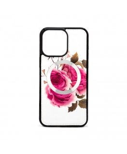 Apple iPhone 14 Pro Leather Case Zipper Design Flower White