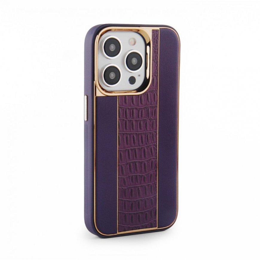 Apple iPhone 15 Pro Leather Case Customized Plum