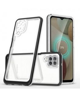 Clear 3in1 Case for Samsung Galaxy A22 4G Frame Gel Cover Black