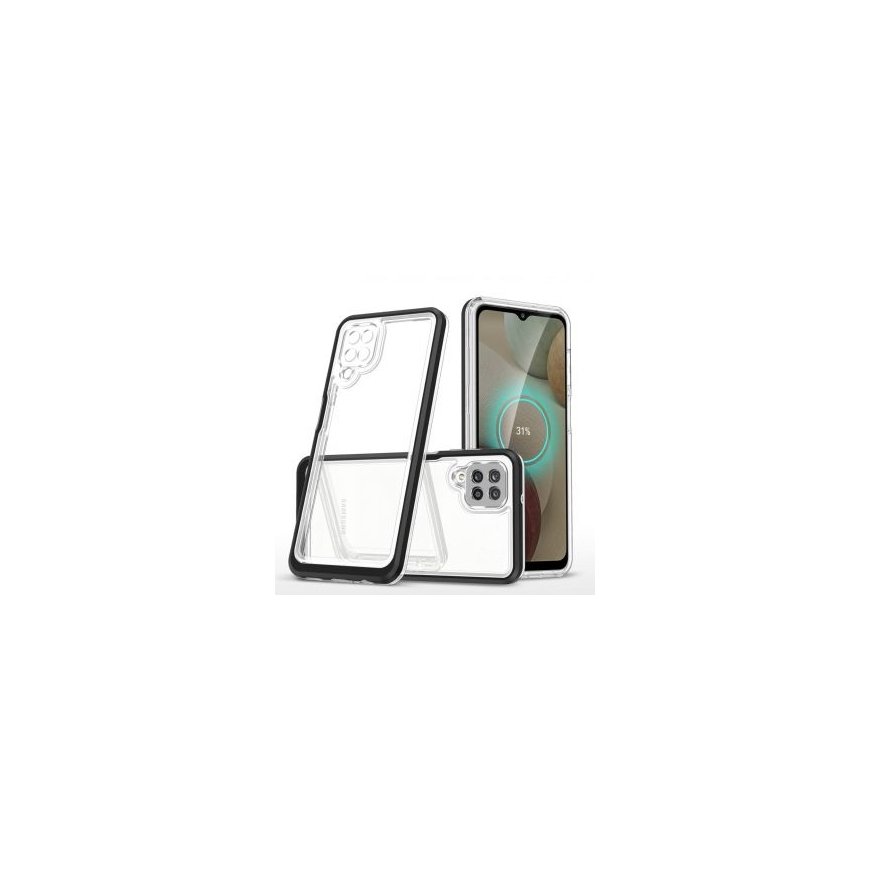 Clear 3in1 Case for Samsung Galaxy A22 4G Frame Gel Cover Black