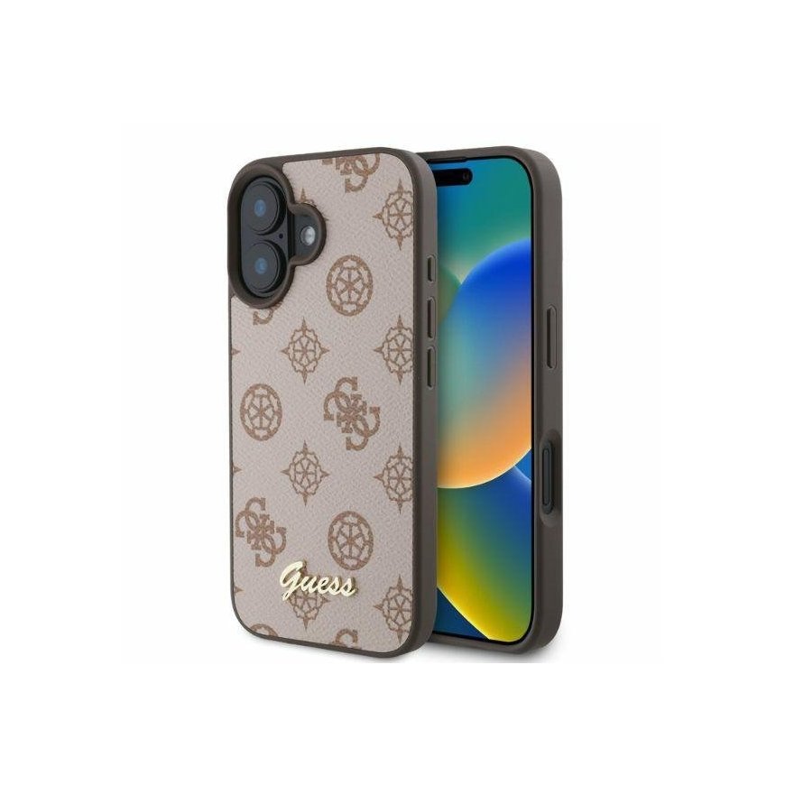 Guess GUHMP16SPGPYSW iPhone 16 6.1" brązowy|brown hardcase Peony