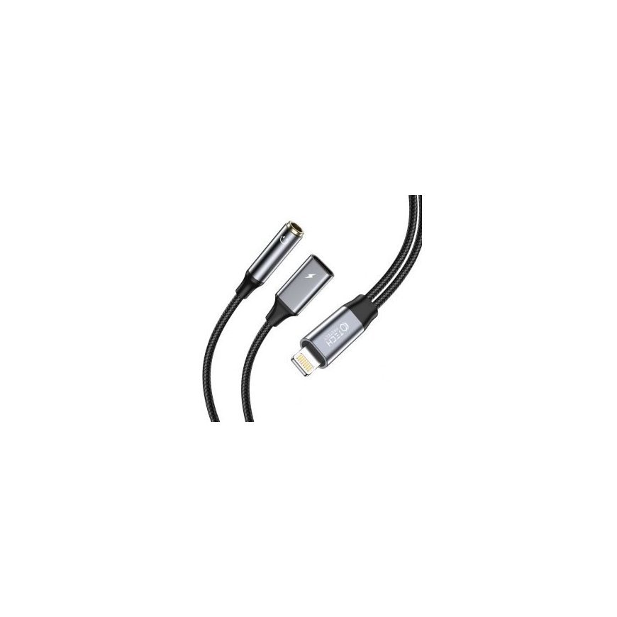 Tech-Protect UltraBoost Lightning (male) / 3.5mm mini jack (female) - Lightning (female) cable - black