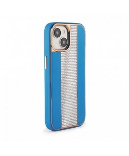 Apple iPhone 15 Diamonds and Leather Case Blue