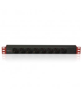 Techly I-CASE STRIP-81V2 tehonjakeluyksikkö 8 AC-pistorasia(a) 1U musta, Punainen