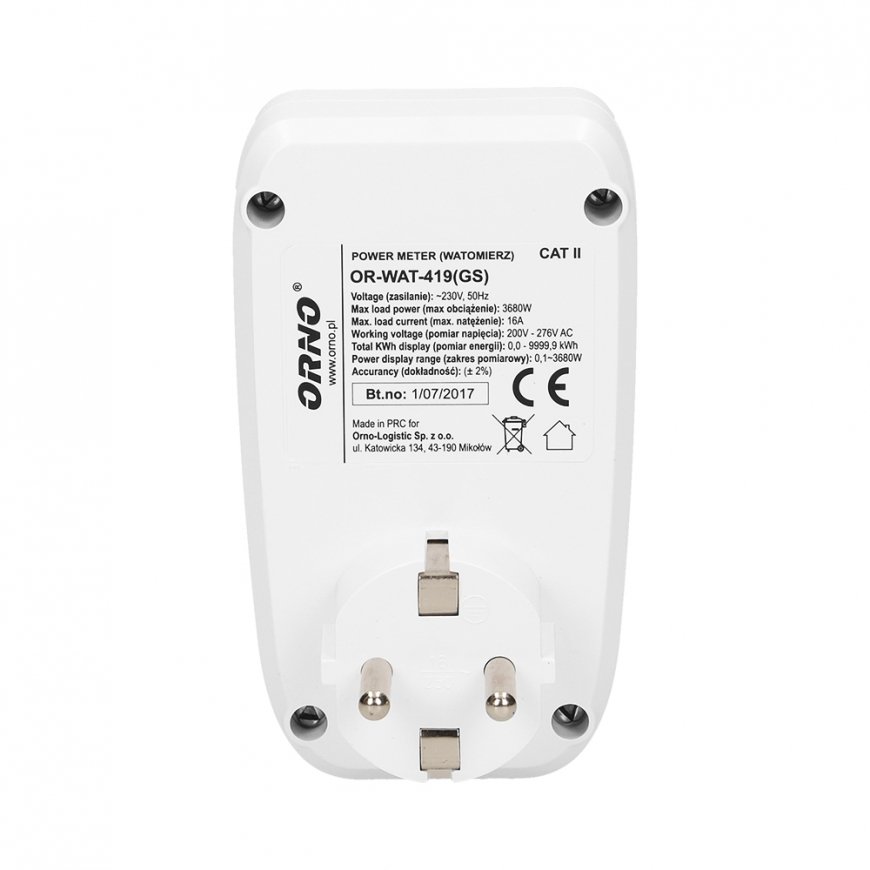 ORNO OR-WAT-419(GS) vattmeeter Valge Sisseehitatud ekraan LCD 200 - 276 W – 5