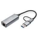 Digitus DN-3028 kabelių lizdinio / kištukinio jungčių tipo keitiklis USB-C USB 3.1 RJ-45 Pilka