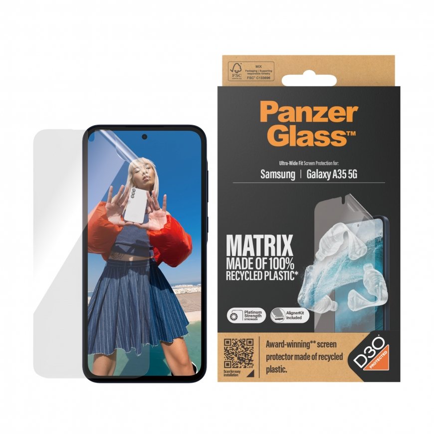 PanzerGlass ® MATRIX Screen Protector with D3O® Samsung Galaxy A35 5G | Ultra-Wide Fit w. AlignerKit – 2