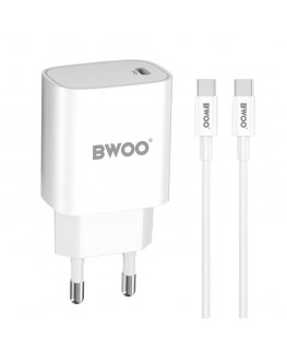 BWOO 20W wall charger CDA159 with cable USB-C to USB-C