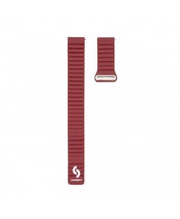 20mm Flat head Leather - Silicone Loop Magnetic Watch Strap (130mm M/L) Wine Red