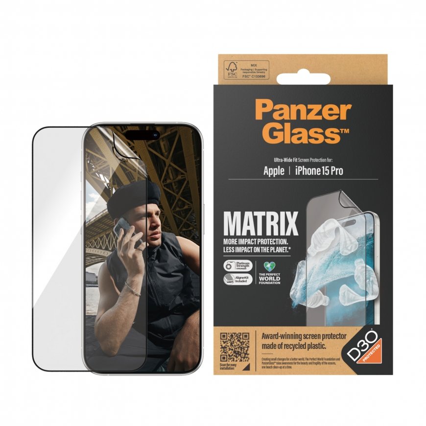 PanzerGlass UWF Matrix with D30 (Rec. PET) Selge ekraanikaitse Apple 1 tk – 2