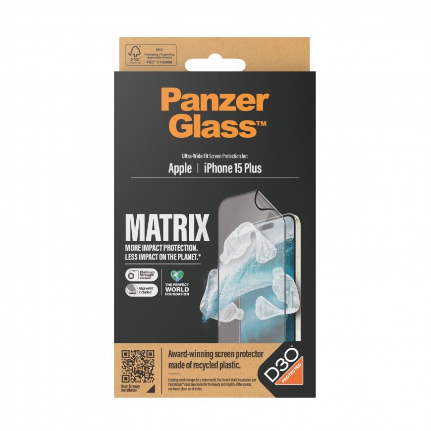 PanzerGlass UWF Matrix with D30 (Rec. PET) Caurspīdīgs ekrāna aizsargs Apple 1 pcs – 3