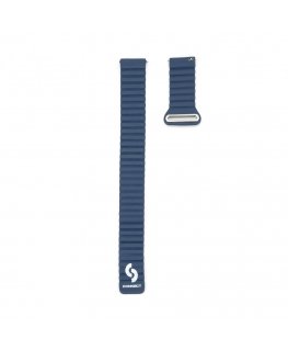 20mm Flat head Leather - Silicone Loop Magnetic Watch Strap (130mm M/L) Midnight Blue