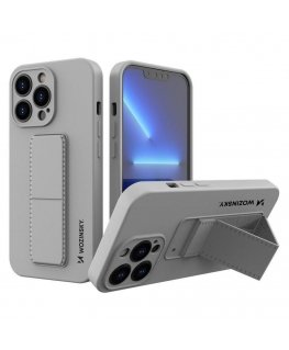 Wozinsky Kickstand Case silicone case with stand for iPhone 13 gray