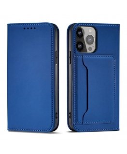 Magnet Card Case for Samsung Galaxy S23 Ultra flip cover wallet stand blue