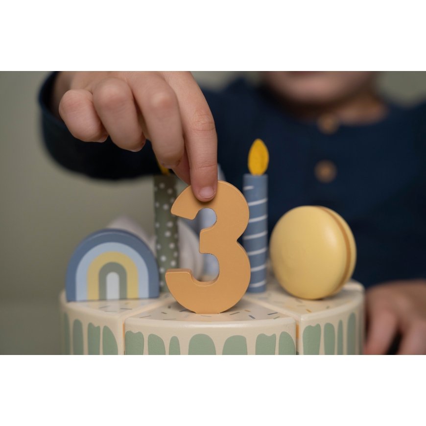 Little Dutch - Wooden birthday cake, blue – 4